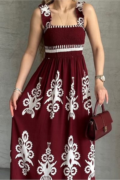 Luq Women's Strap Ethnic Pattern Summer Dress