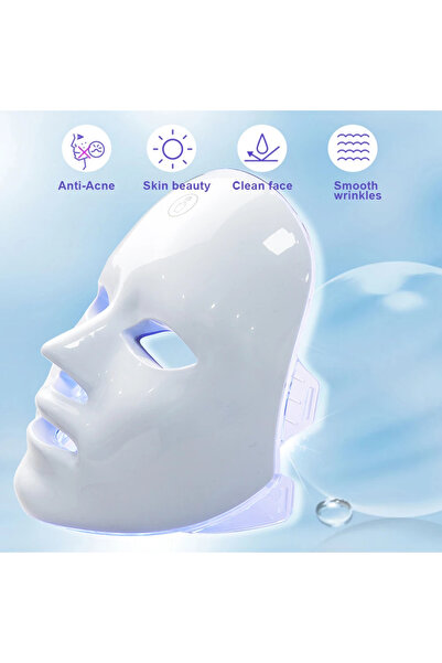 Choice قناع الوجه الأبيض LED بـ 7 ألوان للعلاج بالفوتون للعناية ببشرة الوجه و...