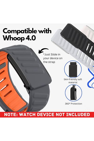 O Ozone Whoop 4.0 Band | Comfort Durable Silicone Wristband | Grey Orange