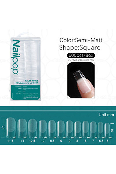 Choice SemiM M-Square 600 Nailpop 600 قطعة من الجل الناعم X Nail غطاء كامل أظ...