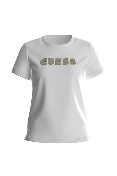 Guess Tricou alb pentru femei cu gât crew - W4RI30I3Z14-G011