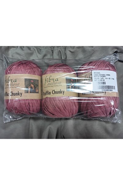 raffia chunky ip 3 lü gül kurusu