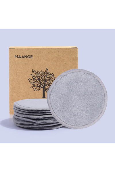 choice2 رمادي MAANGE 10 قطعة من وسادات إزالة المكياج القابلة لإعادة الاستخدام، قابلة للغسل، إسفنجة تنظيف الوجه القماشية السائلة