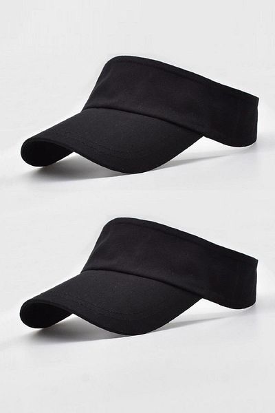 Külah Women's Tennis Visor Cap Beach Sunscreen Sports Hat 2 Pack Black-Black