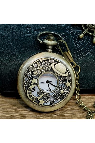 Wolawood Nostalgic Chain Pocket Watch Metal Chain Watch Antique Ottoman Style Special Retro Gift Collection