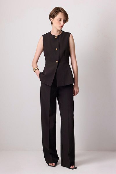 Touché Privé Gold Buttoned Vest Pants Suit