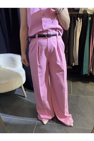 karpuzbutiks Qz Pink Palazzo Pants-S