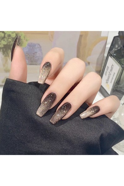 Choice أظافر صناعية على شكل عين قطة بلون القهوة، 24 قطعة/صندوق، أظافر صناعية ...