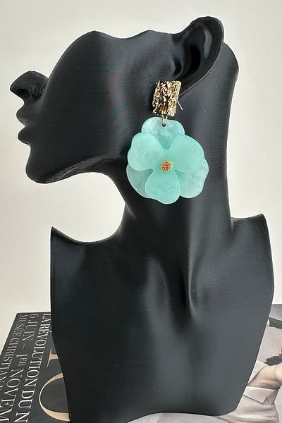 Modex Acrylic Metal Detail Dangle Flower Earrings (6cm)
