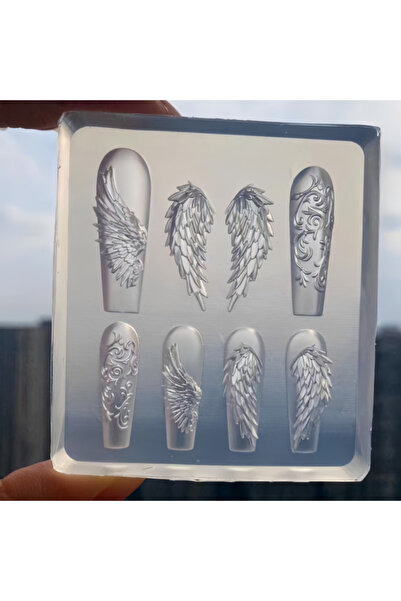 Choice AM-257 قطعة واحدة من قالب سيليكون للأظافر بتصميم جناح وجناح جبس ثلاثي ...