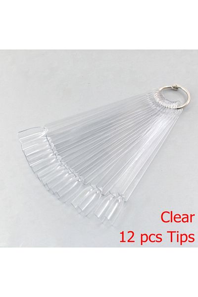 Choice Clear-12 Pcs False Nail Tips fan Nature Clear Black 12/24/32/50 pcs/set Finger Full Card Nail Art Di