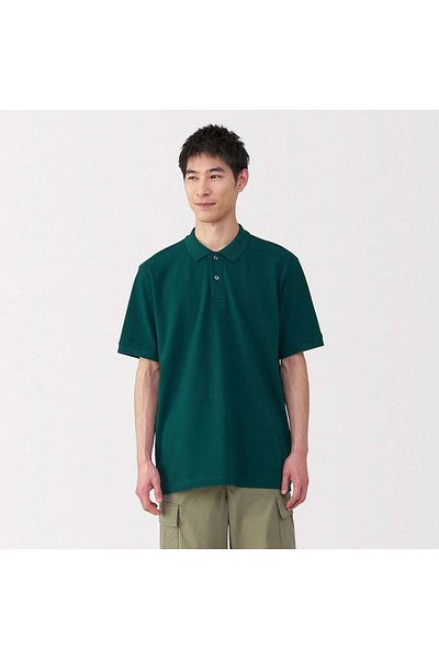 Muji قميص بولو بيكيه مغسول بأكمام قصيرة