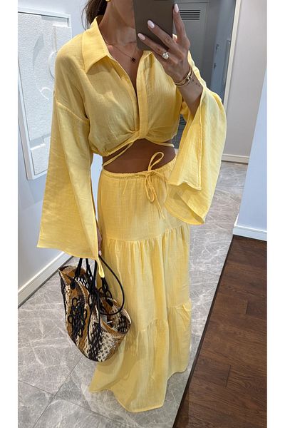 My Blog Yellow Shirt and Skirt Suit - 251007