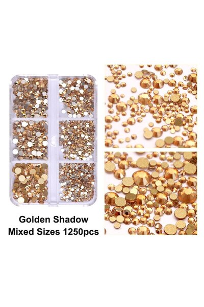 Choice زينة أظافر ذهبية من 6 شبكات/صندوق SS4-SS16، كريستال ملون، أظافر مسطحة ...