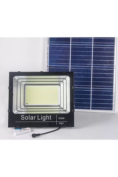 OEM Proiector LED cu lampă solară, de exterior, 300W, cu senzor, timer și telecomandă, negru