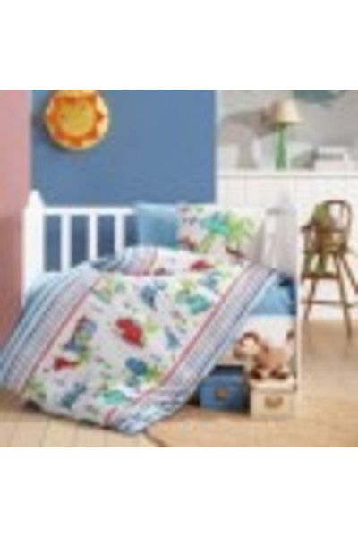 Cotton Box Lenjerie patut bebelusi flanel, cearceaf pilota 100x150cm, Cotton Box, Dinozauri