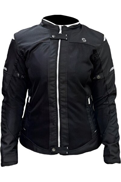 Xspeed Luna Yazlık Fileli Korumalı Kadın Motosiklet Montu Yeni Sezon Siyah Beyaz