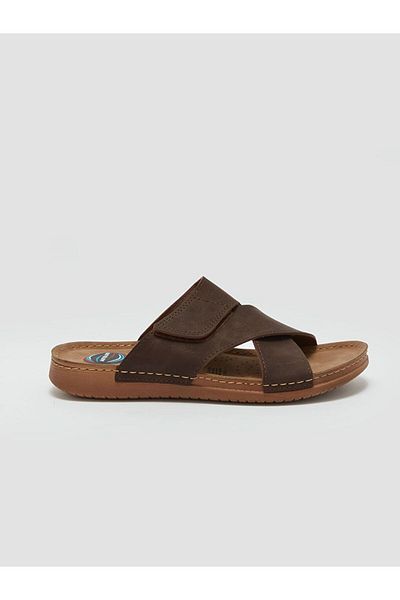 LC Waikiki Brown Cross Strap Men's Slippers