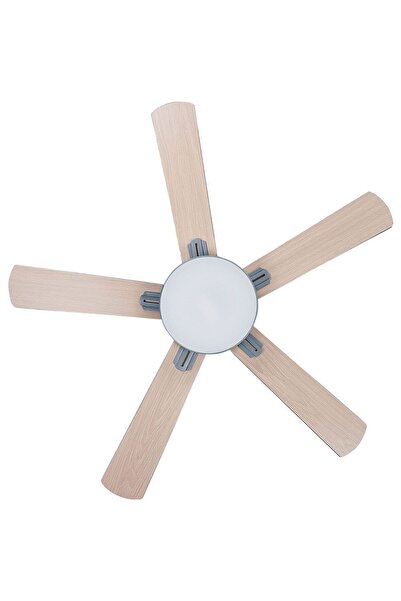 BELIANI Açık Gri LED Işıklı Tavan Vantilatörü – Uzaktan Kumandalı, Zamanlayıcılı, Ahşap Görünümlü Kanatlı