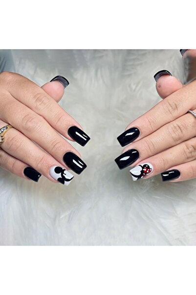 Choice XY-503 24 قطعة كاملة من الأظافر الصناعية القصيرة المربعة ذات تصميم بنم...