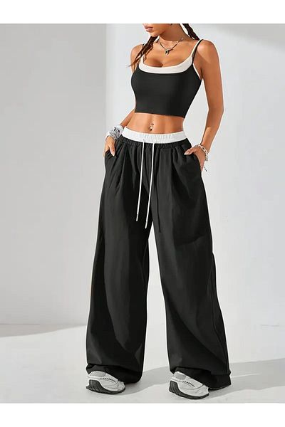 Touz Moda Basic Oversize Loose Sweatpants με λεπτομέρεια με κορδόνι μέσης