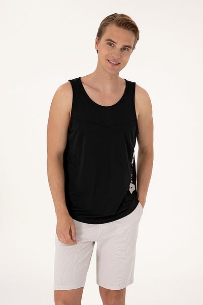 U.S. Polo Assn. Men's Regular Fit Black Crew Neck Sleeveless T-Shirt 50299524-Vr046