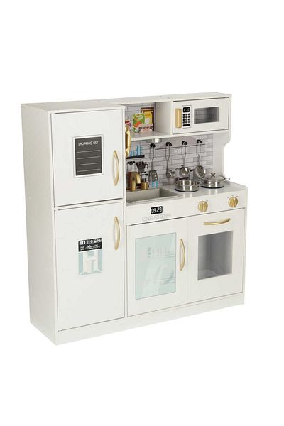 Micostore Children's Kitchen, with Refrigerator, 80 x 24 x 80 cm, White, Modern Deluxe Design, Removable Elements