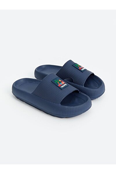 LC Waikiki Navy Blue Single Strap Printed Men's Slippers