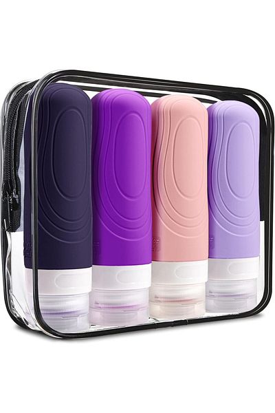 Choice 4PCS A Travel Bottles for Toiletries, Approved 3oz Travel Size Containers BPA Free Leak Proof Refill