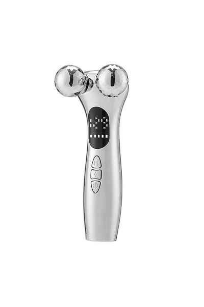 Choice Silver Electric Facial Micro-current Beauty Instrument LED Display Face Lift Roller Massager Skin Ti