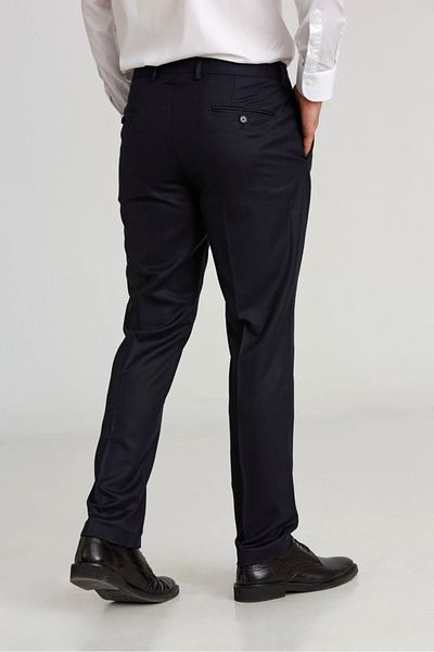 Bisse Regular Fit Plain Woven Flannel Navy Blue Classic Men's Trousers