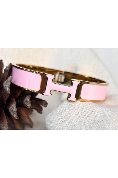 juleeco Pink Color Enamel Plated Hrm Brand Model Gold Steel Handcuffs (17.5cm)