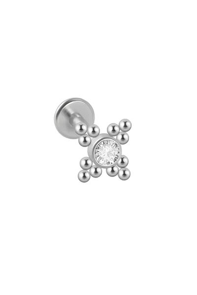 Janset F136 Titanium Zircon Stone 4 Ball Detailed Tragus Helix Piercing