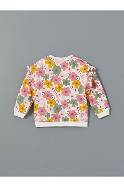 LC Waikiki Lcw Baby Crew Neck Floral Baby Girl Sweatshirt and Sweatpants Bottom 2-Piece