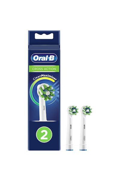 Oral-B Cross Action Electric Toothbrush Replacement Heads, CleanMaximiser Technology, 2 Pieces