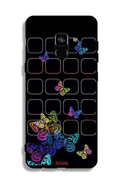 Tolwak غطاء حماية لهاتف Samsung Galaxy A8 Plus (2018) بنقشة فراشات ملونة