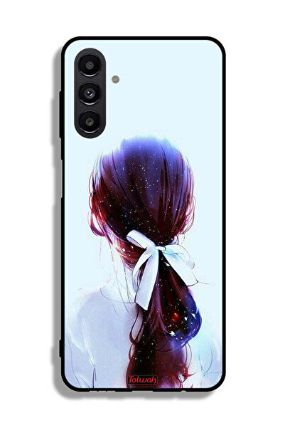 Tolwak غطاء حماية لهاتف Samsung Galaxy A04s بتصميم ربطة شعر مع رباط شعر وفن فتاة