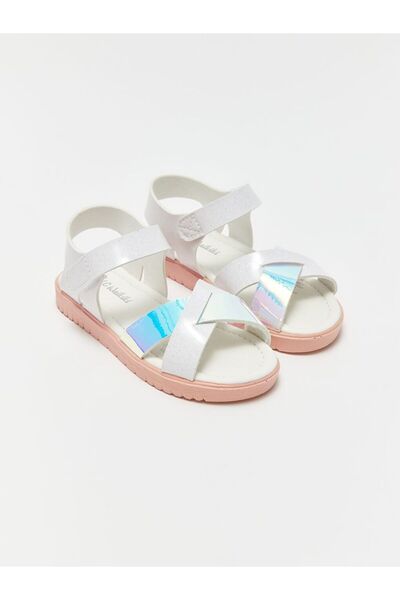 LC Waikiki White Velcro Cross Strap Baby Girl Sandals