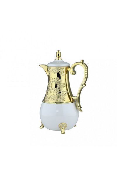Dania 2-piece white and gold tea and coffee thermos set