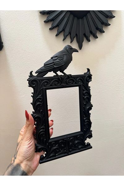 Phigo Gothic Raven Frame 25X14Cm 3D Printing Name Writable Decorative Dark Style Accessory