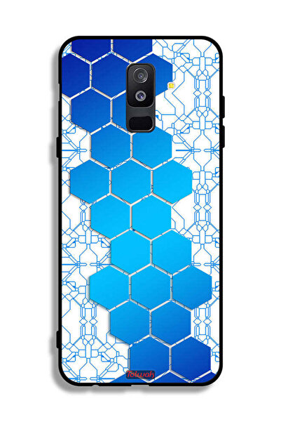 Tolwak غطاء حماية لهاتف Samsung Galaxy A6 Plus (2018) بنمط شبكة أيقونات سداسي...