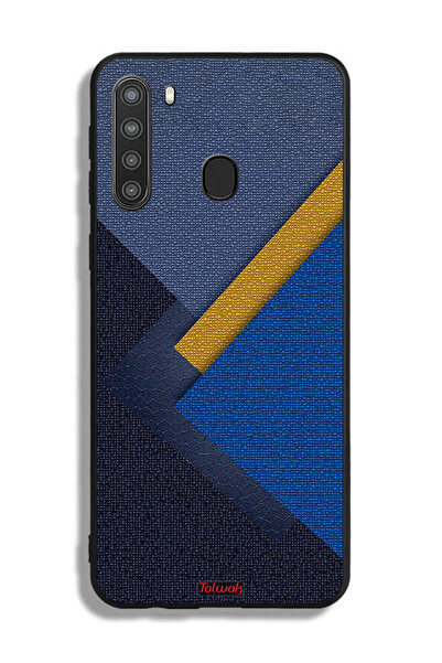 Tolwak غطاء حماية لهاتف سامسونج جالكسي A21 بنقشة مثلثات جلدية