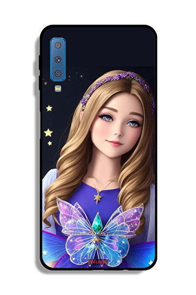 Tolwak غطاء حماية لهاتف Samsung Galaxy A7 (2018) بتصميم فتاة الفراشة اللطيفة
