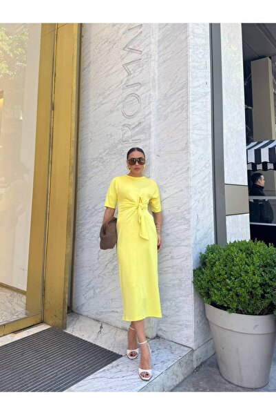 Friday Mood Kadın Önden Bağlama Detaylı Kısa Kol Basic Elbise