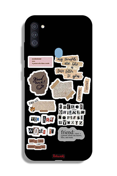 Tolwak غطاء حماية لهاتف سامسونج جالكسي A11 مع ملصقات اقتباسات الحظ السعيد