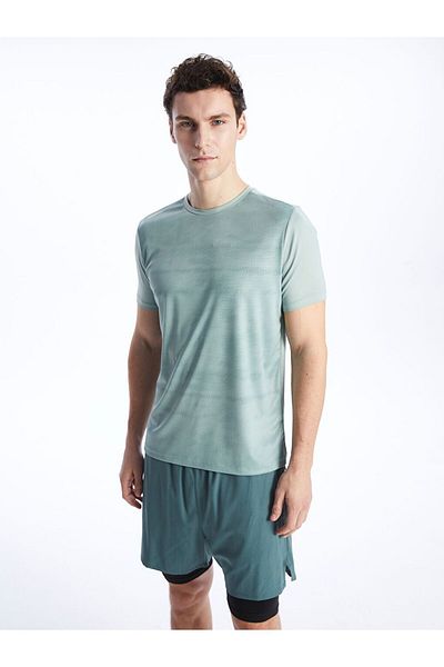LC Waikiki Green Dry-Tech Crew Neck Short Sleeve Men's Textured T-Shirt