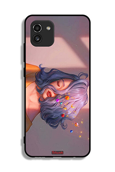 Tolwak Samsung Galaxy A03 Protective Case Cover Girl And Space Art