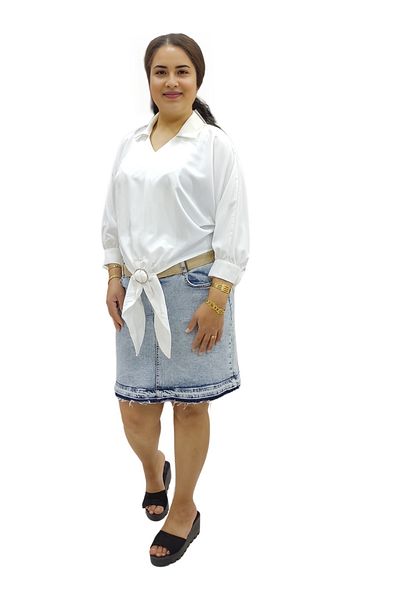 HELLİE Shirt Collar Front Tie Chiffon Blouse