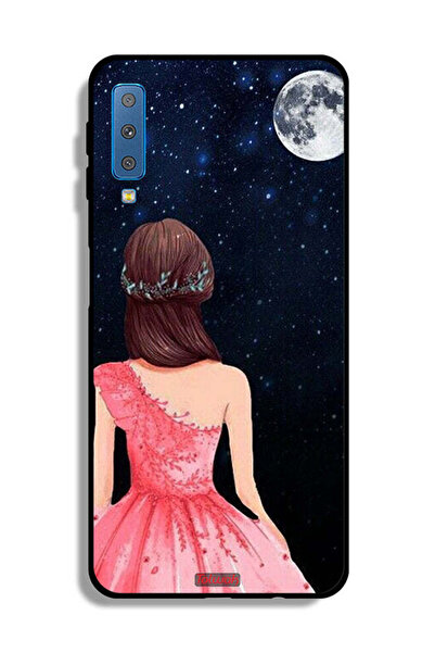 Tolwak غطاء حماية لهاتف Samsung Galaxy A7 (2018) بتصميم فتاة وقمر