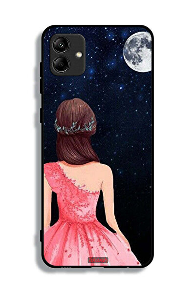 Tolwak Samsung Galaxy A04e Protective Case Cover Girl And Moon Art
